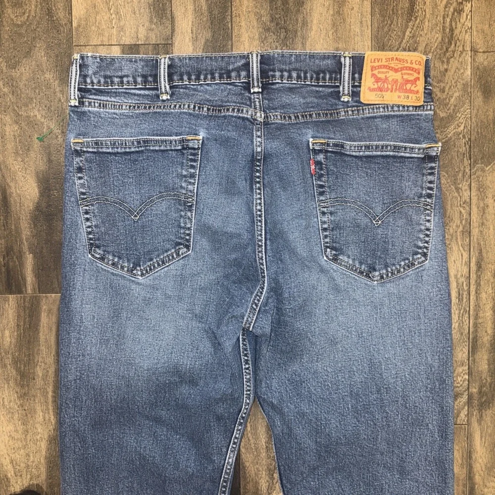 Levi's 505 Regular‎ Fit Straight Leg Dark Wash Denim Jeans Men's Size 38x30